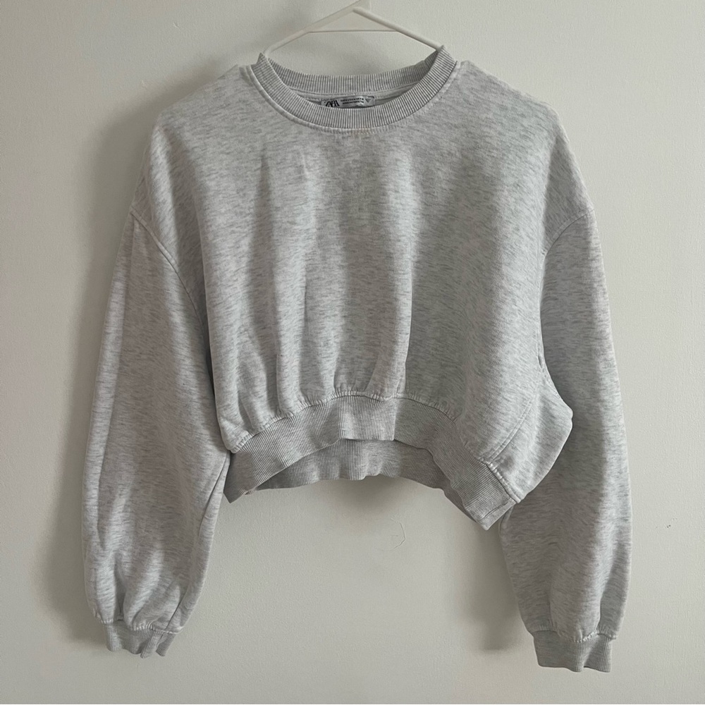 Zara Gray Cropped Sweatshirt